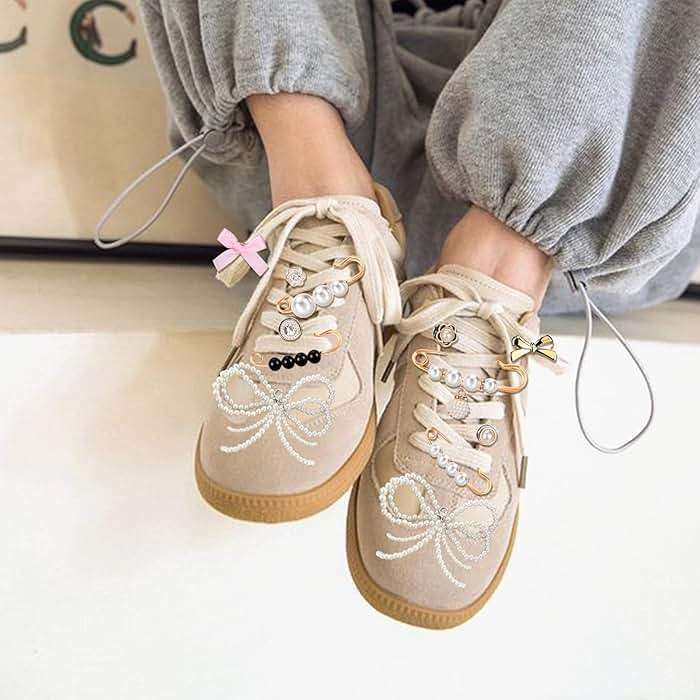 AiScrofa 30PCS Shoe Charms for Sneakers - Lace Charms Contain Bows/Clips/Pins/Jewelry, Decoration and Shoe Jewelry for Sneakers (Whiet) - Image 7