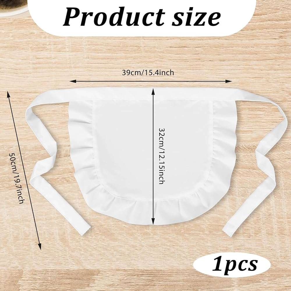 Trinkrittey Cosplay Waist Apron, White Cosplay Waist Apron Puffy Tight Costume Half Apron White Apron Party Cosplay Costumes Dress Accessory Kitchen Party Favors Maid Half Apron for Women Girls - Image 2