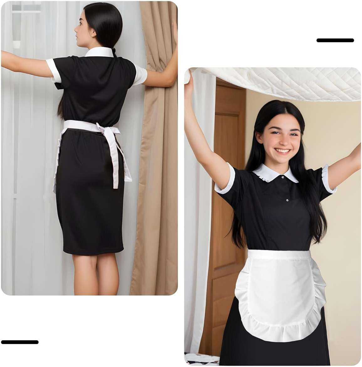 Trinkrittey Cosplay Waist Apron, White Cosplay Waist Apron Puffy Tight Costume Half Apron White Apron Party Cosplay Costumes Dress Accessory Kitchen Party Favors Maid Half Apron for Women Girls - Image 6