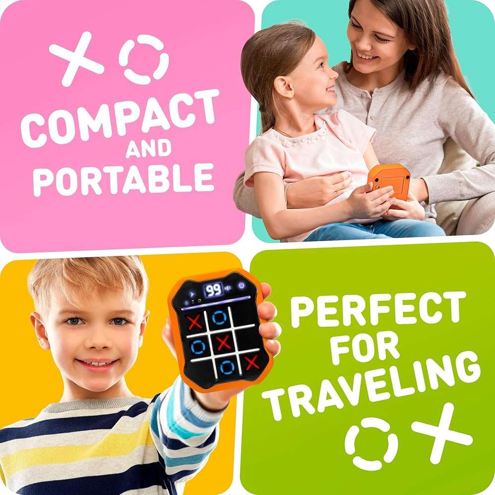 Electronic Tic-Tac-Toe Handheld Game | 3-in-1 Memory & Brain Games | Birthday Gift for Kids and Adults | Touchscreen Travel Friendly with Sound & Voice Effects for Kids Age 7+ - Image 3