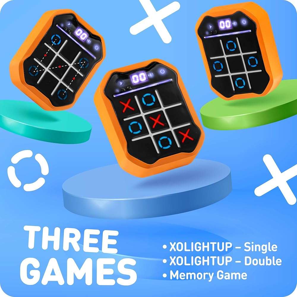 Electronic Tic-Tac-Toe Handheld Game | 3-in-1 Memory & Brain Games | Birthday Gift for Kids and Adults | Touchscreen Travel Friendly with Sound & Voice Effects for Kids Age 7+ - Image 5
