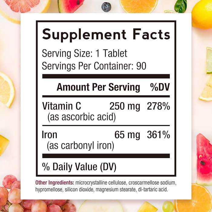 Doctor's Recipes Iron Supplement 65 mg with Vitamin C - Maximized Absorption & Stomach Friendly Iron Pills for Red Blood Cells Formation, Heart, Brain & Immunity Health - Vegan Non-GMO 90 Iron Tablets - Image 2