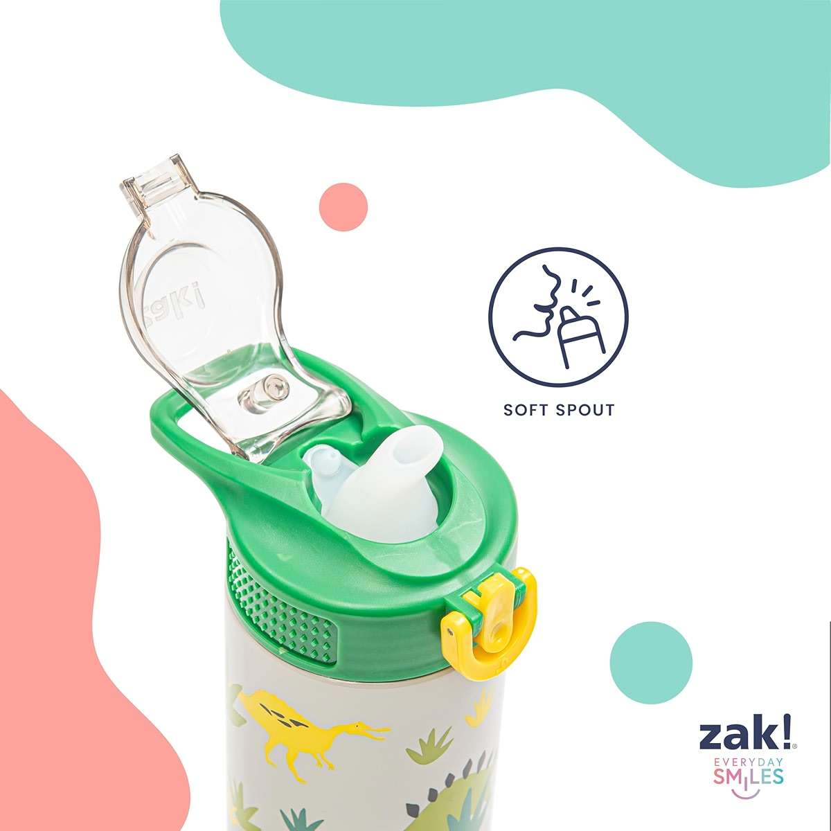 Zak Designs Sanrio Sage Kids Water Bottle For School or Travel, 14oz Stainless Steel Water Bottle With Straw, Handle, and Leak-Proof, Pop-Up Spout Cover (Hello Kitty) - Image 5