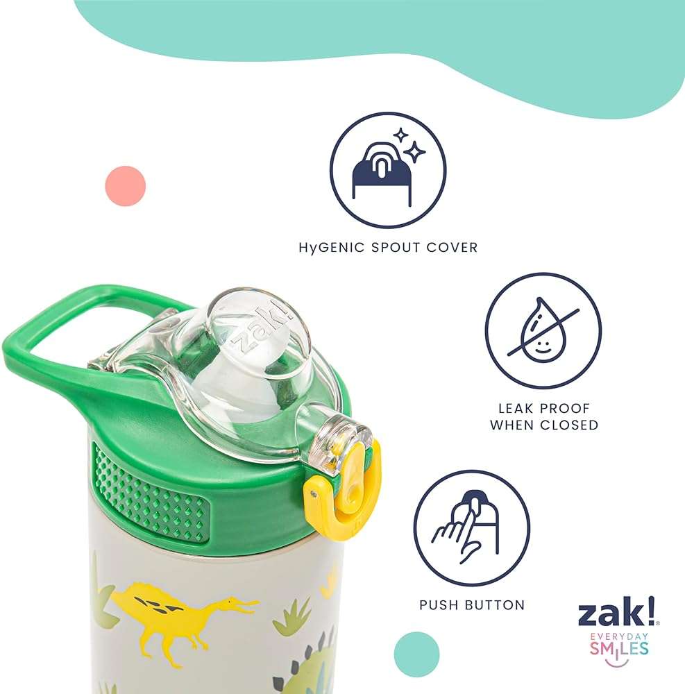 Zak Designs Sanrio Sage Kids Water Bottle For School or Travel, 14oz Stainless Steel Water Bottle With Straw, Handle, and Leak-Proof, Pop-Up Spout Cover (Hello Kitty) - Image 6