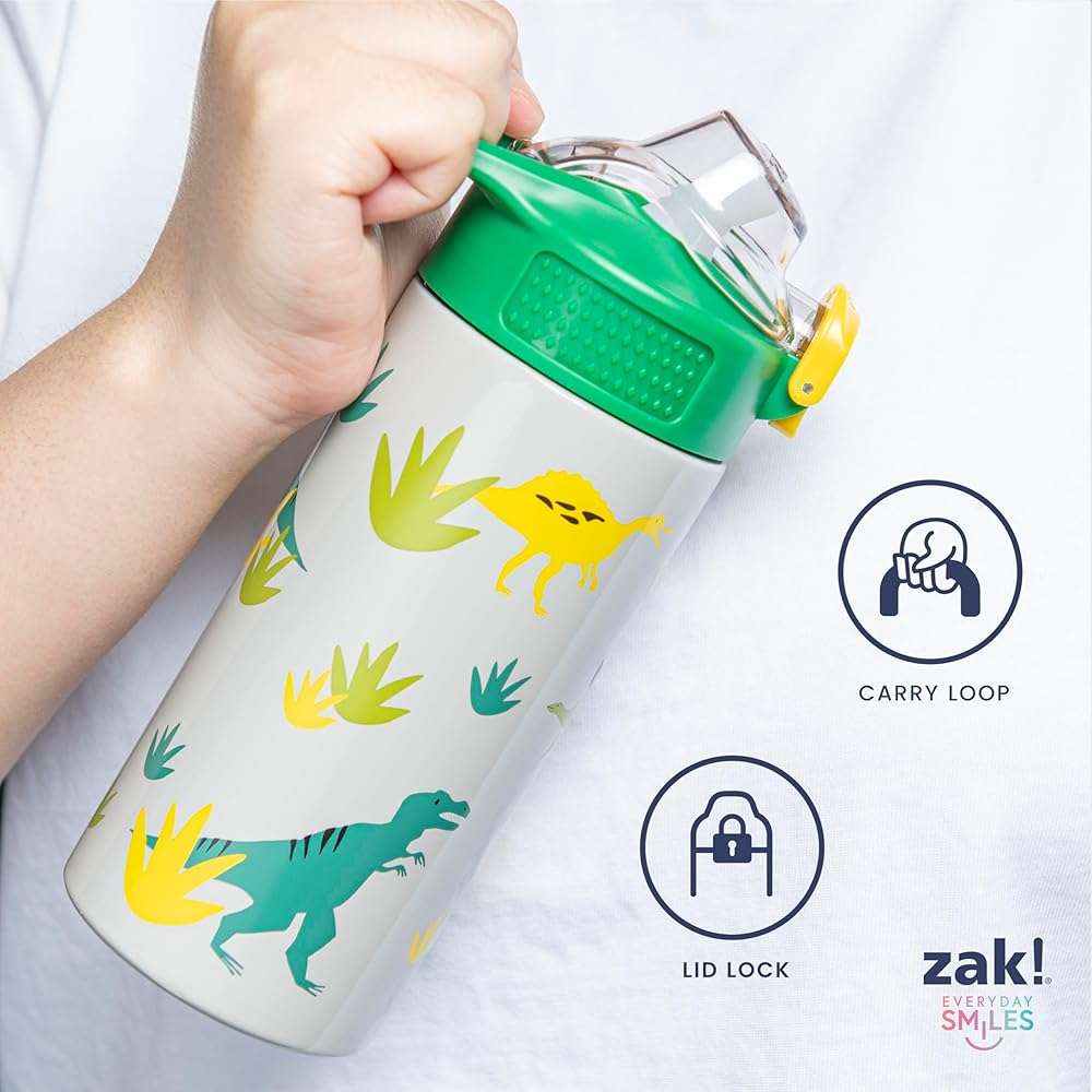 Zak Designs Sanrio Sage Kids Water Bottle For School or Travel, 14oz Stainless Steel Water Bottle With Straw, Handle, and Leak-Proof, Pop-Up Spout Cover (Hello Kitty) - Image 7