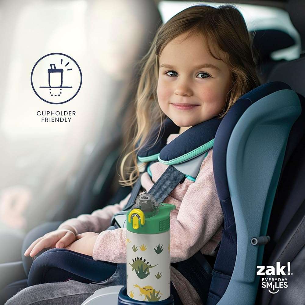 Zak Designs Sanrio Sage Kids Water Bottle For School or Travel, 14oz Stainless Steel Water Bottle With Straw, Handle, and Leak-Proof, Pop-Up Spout Cover (Hello Kitty) - Image 10
