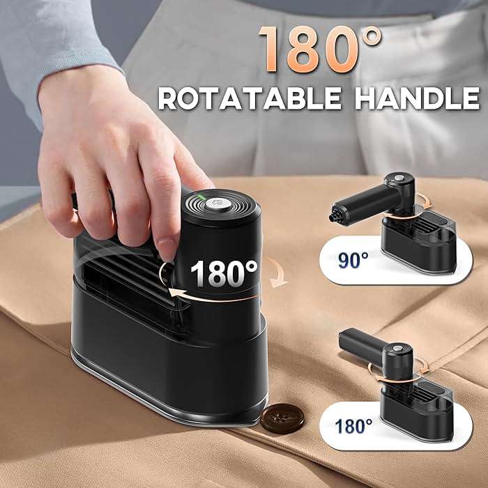 Travel Steamer for Clothes Small Iron - 1000W Portable Steamer & Mini Iron,10s Fast Heat, Handheld Mini Steamer with 8FT Cord, Foldable Handle, Travel, College Dorm & Home Essentials (Black) - Image 5