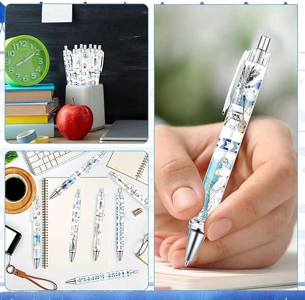 Wxiben Greece Ballpoint Pens Gifts - 24PCS Greece Travel Pens Set Greece Souvenirs Gift Retractable Smooth Writing Greek Civilization Pens for Office School Supplies for Women Traveler Teacher Gift - Image 5
