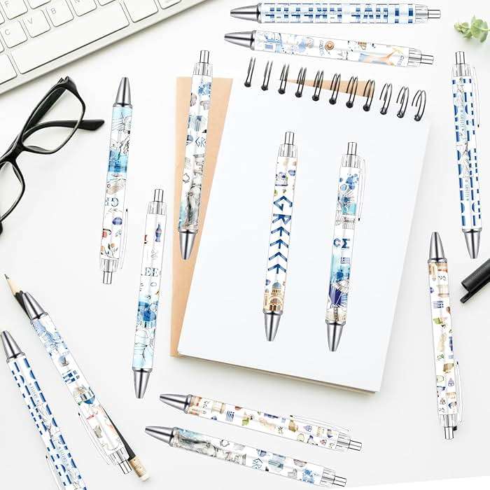 Wxiben Greece Ballpoint Pens Gifts - 24PCS Greece Travel Pens Set Greece Souvenirs Gift Retractable Smooth Writing Greek Civilization Pens for Office School Supplies for Women Traveler Teacher Gift - Image 6