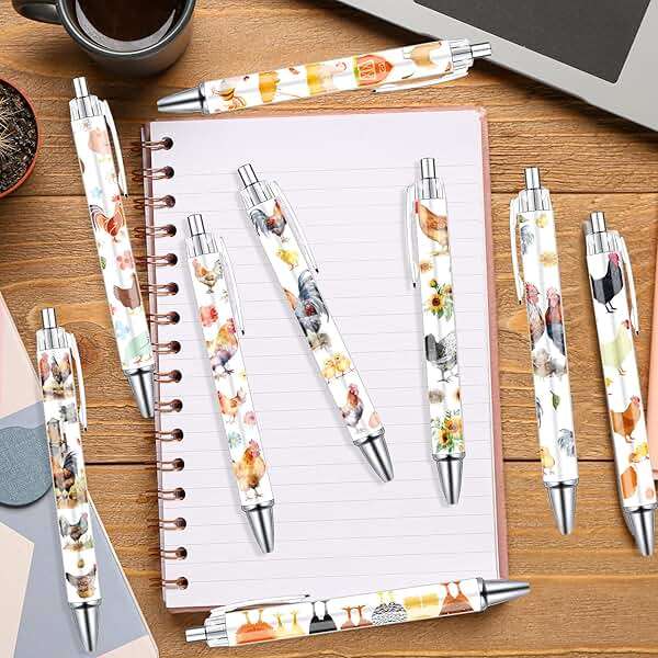 Wxiben Chicken Ballpoint Pens Gifts - 24PCS Cute Roosters Pens Set Retractable Farm Animals Pens Smooth Writing Cartoon Chicken Pens for Office Stationery School Supplies for Women Teacher Gift - Image 2
