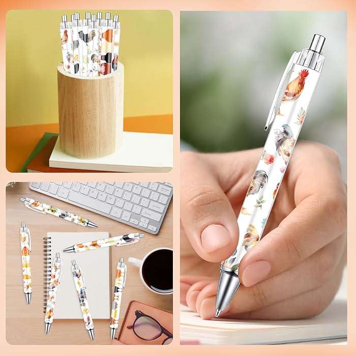 Wxiben Chicken Ballpoint Pens Gifts - 24PCS Cute Roosters Pens Set Retractable Farm Animals Pens Smooth Writing Cartoon Chicken Pens for Office Stationery School Supplies for Women Teacher Gift - Image 5