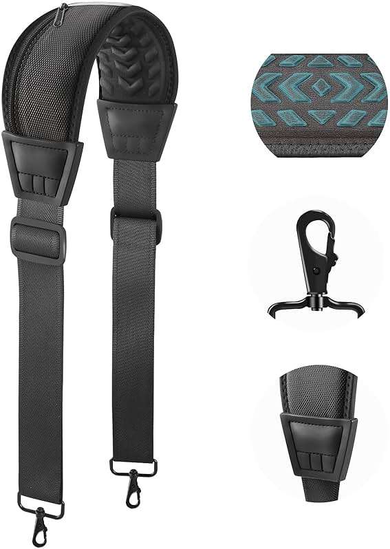 FIEIL 60" Universal Shoulder Strap, 3D Sponge Thick Padded Bag Strap with Double Adjustable Buckles and Metal Hooks, Ideal for Briefcases, Crossbody Bags, Luggage (Storage Bag + Reflective Tape) - Image 1