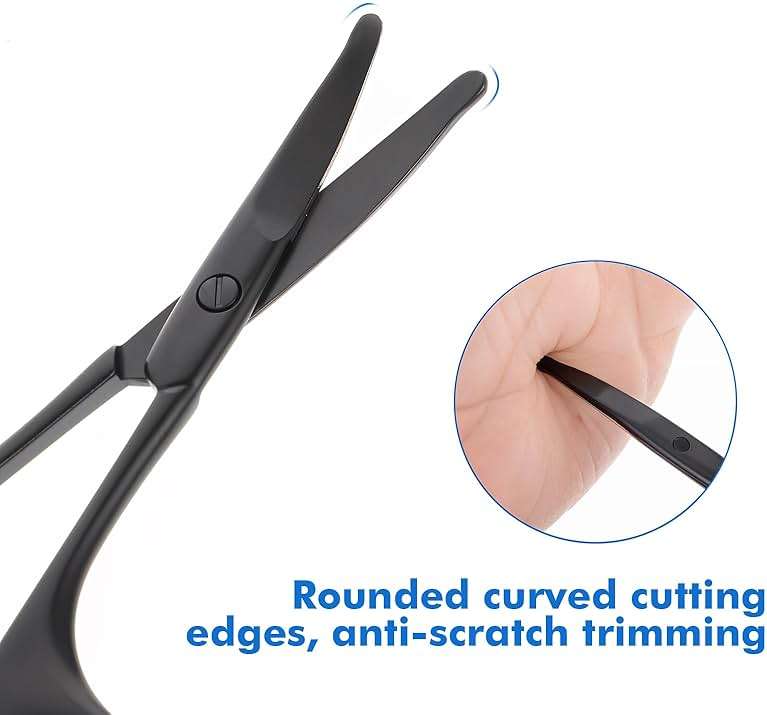 JIEYAO 3.75" Premium Nose Hair Scissors, Curved Safety Blades Facial Hair Small Grooming Scissors Rounded Tip for Trimming Small Details Facial Hair Ear Hair Eyebrow Mustache - Image 3