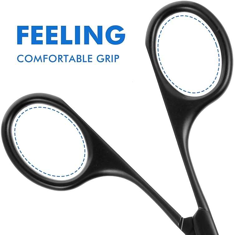 JIEYAO 3.75" Premium Nose Hair Scissors, Curved Safety Blades Facial Hair Small Grooming Scissors Rounded Tip for Trimming Small Details Facial Hair Ear Hair Eyebrow Mustache - Image 4