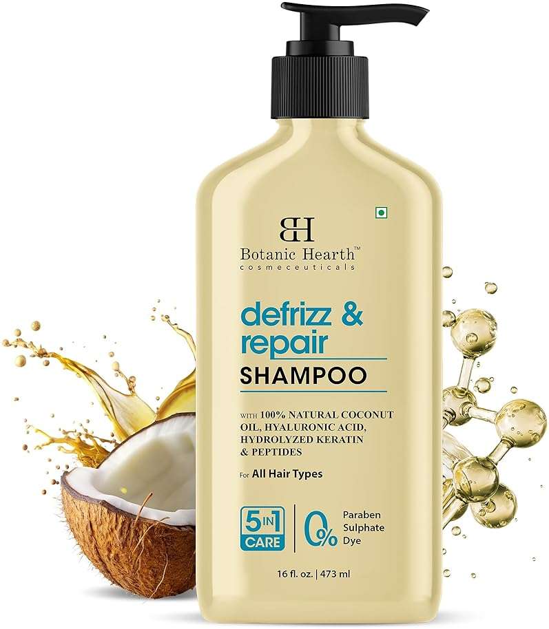 Botanic Hearth Coconut Oil Shampoo Infused With Hyaluronic Acid, Hydrolyzed Keratin & Peptides | Clarifying Shampoo To Defrizz, Repair & Strengthen Hair | For All Hair Types, 16 Fl Oz - Image 1