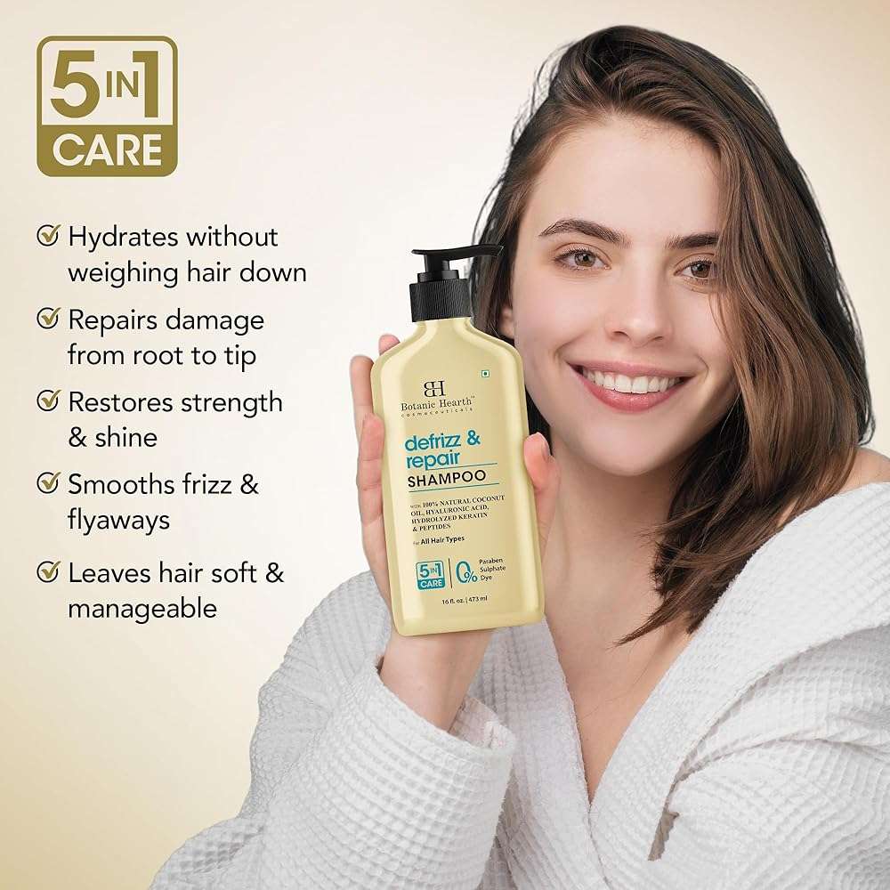 Botanic Hearth Coconut Oil Shampoo Infused With Hyaluronic Acid, Hydrolyzed Keratin & Peptides | Clarifying Shampoo To Defrizz, Repair & Strengthen Hair | For All Hair Types, 16 Fl Oz - Image 4