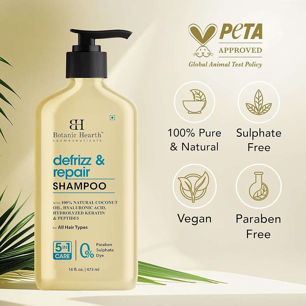 Botanic Hearth Coconut Oil Shampoo Infused With Hyaluronic Acid, Hydrolyzed Keratin & Peptides | Clarifying Shampoo To Defrizz, Repair & Strengthen Hair | For All Hair Types, 16 Fl Oz - Image 9