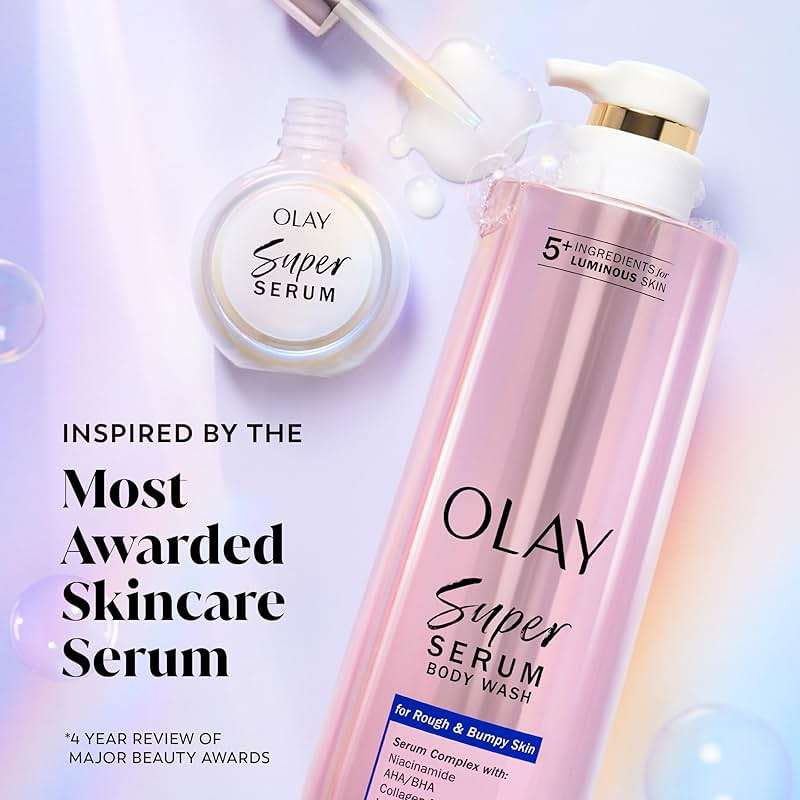 Olay Super Serum Body Wash for Rough & Bumpy Skin, Hydrating & Renewing Serum Complex with Exfoliating Minerals for Luminous Skin, 18.5 fl oz - Image 6