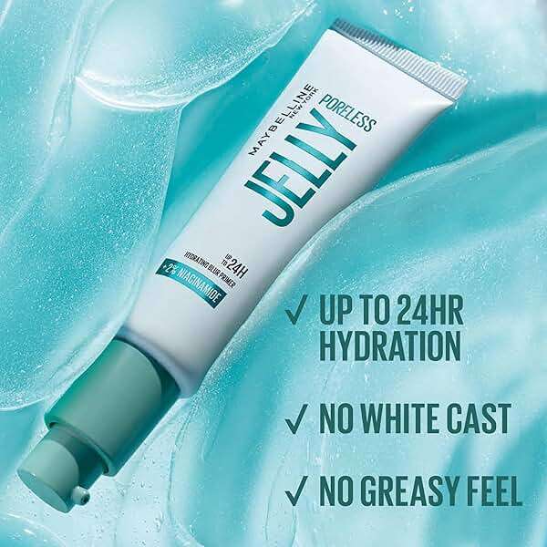 Maybelline Poreless Jelly Primer, Hydrating, Blurring Makeup Primer with 2% Niacinamide For Up To 24HR Make Up Wear, Clear, 1 Count - Image 3