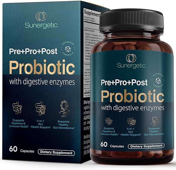 Premium 4-in-1 Probiotic Prebiotic, Postbiotic & Digestive Enzymes for Men & Women – Supports Gut, Digestion & Immunity –Complete Gut Health with Pre, Post, Probiotics & Digestive Enzymes–60 Capsules - Image 1