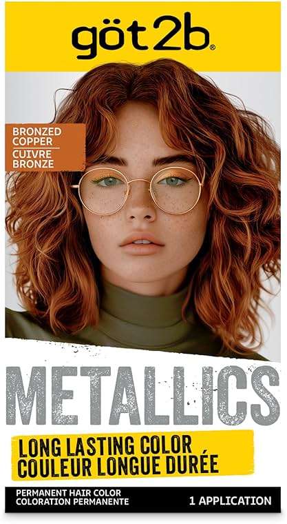 got2b Metallics Permanent Hair Dye, Bronzed Copper, Hair Color for Women & Men, Formulated with Metallic-Shine Booster for Cool, Shimmering Tones, Lasts Up to 30 Washes, 1 Kit - Image 1