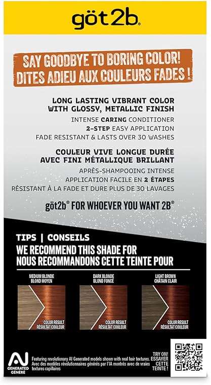 got2b Metallics Permanent Hair Dye, Bronzed Copper, Hair Color for Women & Men, Formulated with Metallic-Shine Booster for Cool, Shimmering Tones, Lasts Up to 30 Washes, 1 Kit - Image 3
