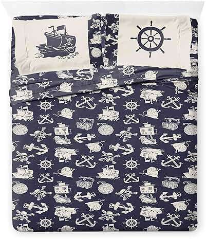 Jay Franco One Piece Queen Size Comforter Set - 7 Piece Blue Bedding Includes Sheet Set & Pillow Covers - Super Soft Anime Bedding with Skull and Bones - Image 6