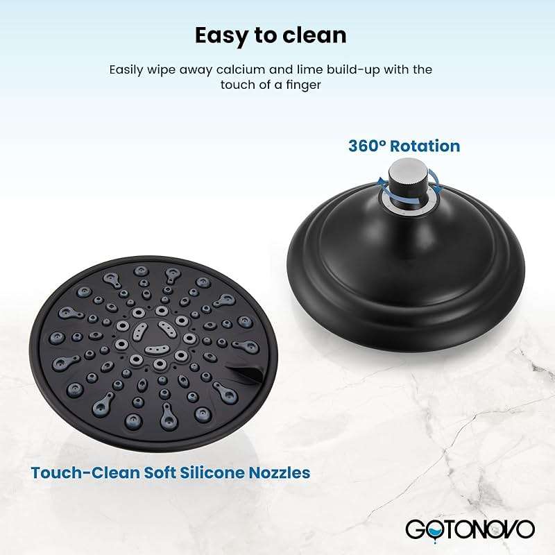 gotonovo Tub Shower Faucet Set Shower Head and Handle Set 6 Modes 6 inch Bathroom Trim Kit with Tub Spout High Pressure Shower System Combo with Valve Round Showerhead Matte Black - Image 8