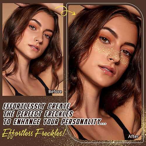 Glitter Freckles Face Tattoo, 10 Pcs Gold Face Glow Up Sparkle Makeup Patches - Cute Accessories for Women (Gold-008) - Image 4