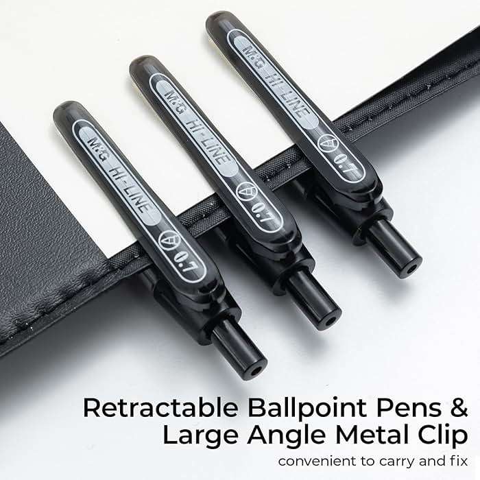 M&G Ballpoint Pens, Black Ink Roller Ball Pens Fine Point 0.7mm, Retractable Ballpoint Pens Bulk Smooth Writing with Soft Anti-Slip Grip for Note Taking Office School Women Men (12 Pack) - Image 5