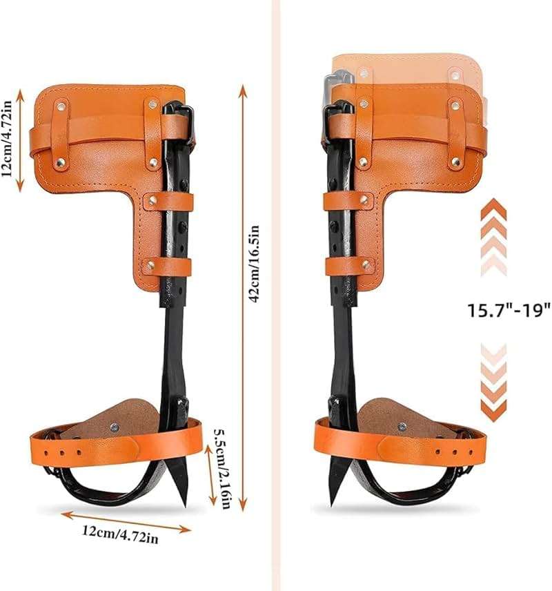 MYCGJH Upgrade Cow Leather Tree Climbing Spikes Set with Harness Belt, Scissors & Saw, Adjustable Tree Climbing Gear Pole Climbing Spurs Tool Tree Climbing Spikes for Outdoor Activities - Image 2