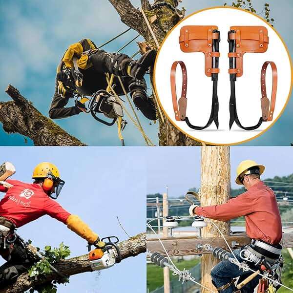 MYCGJH Upgrade Cow Leather Tree Climbing Spikes Set with Harness Belt, Scissors & Saw, Adjustable Tree Climbing Gear Pole Climbing Spurs Tool Tree Climbing Spikes for Outdoor Activities - Image 5