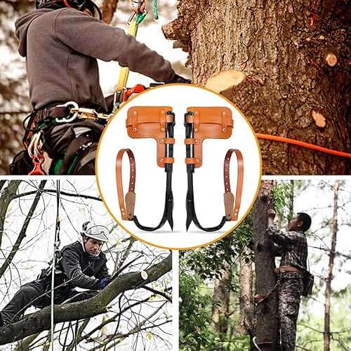 MYCGJH Upgrade Cow Leather Tree Climbing Spikes Set with Harness Belt, Scissors & Saw, Adjustable Tree Climbing Gear Pole Climbing Spurs Tool Tree Climbing Spikes for Outdoor Activities - Image 6