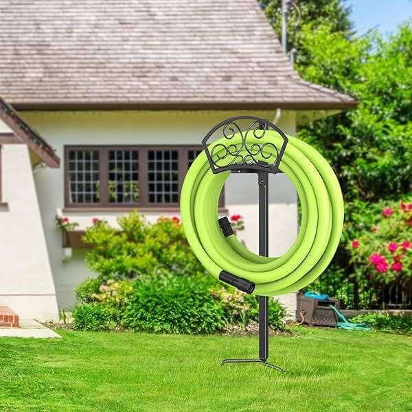 GOFORWILD Garden Hose Holder, Decorative Durable Hose Hanger, Holds 125-Feet of 5/8-Inch Hose, Made of Gauge Steel, Free-Standing Design for Outside Yard Lawn, Black - Image 8