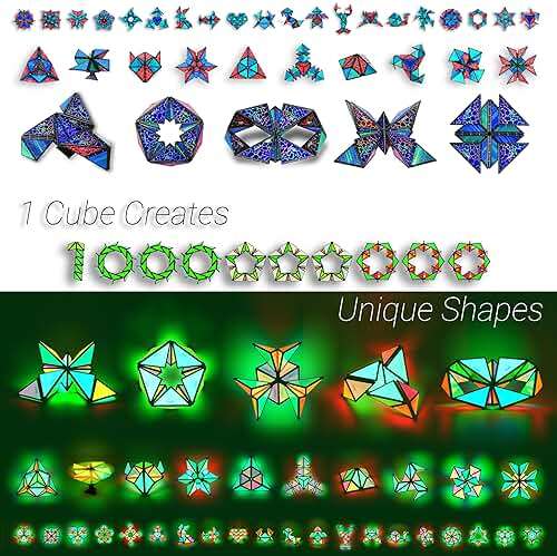 TOSY Magnet Pyramid Glow - 1 Cube Transforms into 1 Billion Shapes (Bunny, Egg, Flowers, Hearts), Easter Basket Stuffers Gift, 12 pcs, 243 Magnets, Glowing, Holographic Design, Puzzle/STEM Toy - Image 3