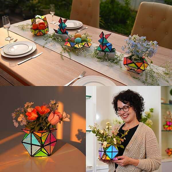 TOSY Magnet Pyramid Glow - 1 Cube Transforms into 1 Billion Shapes (Bunny, Egg, Flowers, Hearts), Easter Basket Stuffers Gift, 12 pcs, 243 Magnets, Glowing, Holographic Design, Puzzle/STEM Toy - Image 5