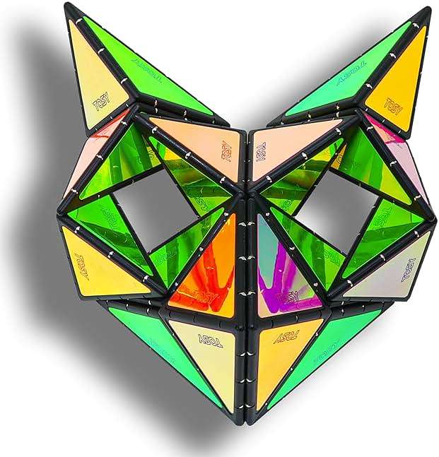 TOSY Magnet Pyramid Glow - 1 Cube Transforms into 1 Billion Shapes (Bunny, Egg, Flowers, Hearts), Easter Basket Stuffers Gift, 12 pcs, 243 Magnets, Glowing, Holographic Design, Puzzle/STEM Toy - Image 7