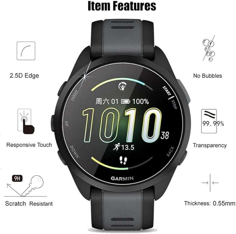 (4 Pack) Screen Protector For Garmin Forerunner 165 Music / 165 Tempered Glass, HD Clear, Anti Scratch - Image 2
