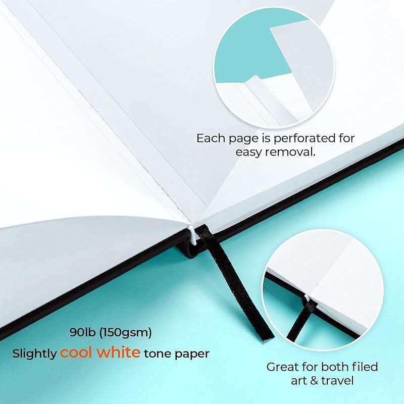 Ohuhu Double-Sided Marker Pad Art Sketchbook Bleedproof - 8.3"x8.3" Square Paper Size - 90 lb/150 gsm Smooth Drawing Paper - 60 Sheets/120 Pages - Hardcover Sketching Book for Alcohol Markers Paints - Image 5