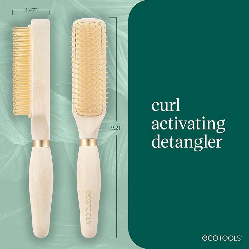 EcoTools Curl Activating Detangler Hairbrush, Gently Detangle Wet Hair, Style, Define, & Enhance Curly & Wavy Hair, Less Breakage & Fall Out, Renewable Bamboo, Vegan & Cruelty-Free, 1 Count - Image 4
