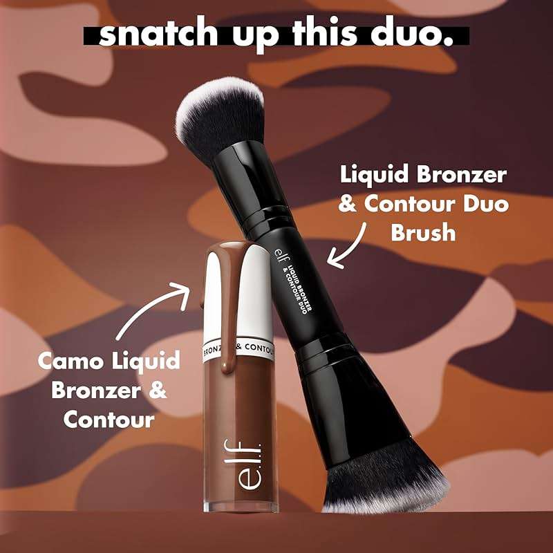 e.l.f. Liquid Bronzer & Contour Duo Brush, Silky Highly Pigmented Formula with Dual-ended Makeup Brush, Synthetic Bristles, 100% Vegan and Cruelty-Free - Image 4