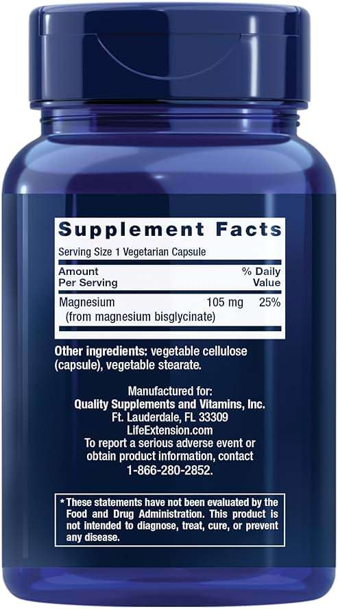 Life Extension Magnesium Glycinate, Heart Health, Bone Health, Nerve and Muscle Support, Highly absorbable, Gluten-Free, Non-GMO, Vegetarian, 90 Capsules - Image 2