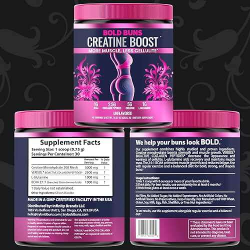 Bold Buns Creatine for Women – Supplement with Collagen & BCAA – Supports Muscle Development, Post-Workout Recovery, Skin Elasticity, Healthy Hair & Nail (30 Servings, Unflavored) - Image 9