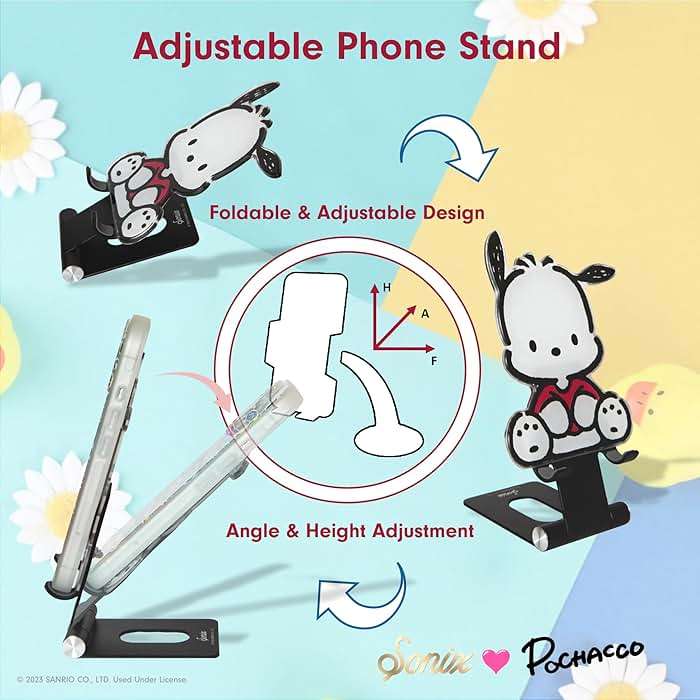 Sonix x Sanrio Character Phone Stand | Adjustable Cell Phone Holder, Desk Stand, Dock | Pochacco - Image 3