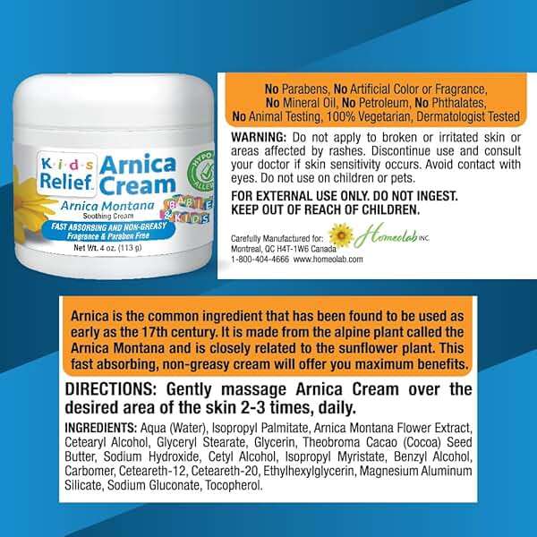 Kids Relief Arnica Cream, Natural, Non Greasy, Hypo-Allergenic and Unscented Cream for Children, 4 oz (Pack of 1) - Image 2
