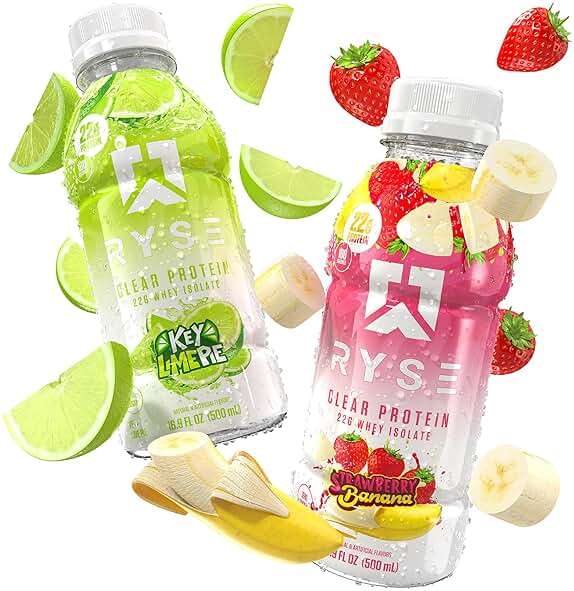 RYSE Clear Protein Drink - Variety Pack - 100 Calories, 22g Whey Isolate Protein Shake, Sugar-Free, 0g Fat & Lactose-Free - Refreshing Ready-to-Drink Beverage - 16.9 fl oz Bottles (12-Pack) - Image 6