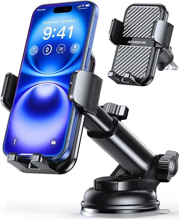 3-in-1 Car Phone Holder [122+LBS Strongest Suction & Stable Clamp Arm] 360° Adjustable Car Phone Mount, Cell Phone Holders for Your Car for Dashboard Vent, All Smartphones & Car Models - Image 1