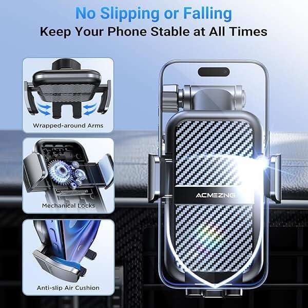 3-in-1 Car Phone Holder [122+LBS Strongest Suction & Stable Clamp Arm] 360° Adjustable Car Phone Mount, Cell Phone Holders for Your Car for Dashboard Vent, All Smartphones & Car Models - Image 4
