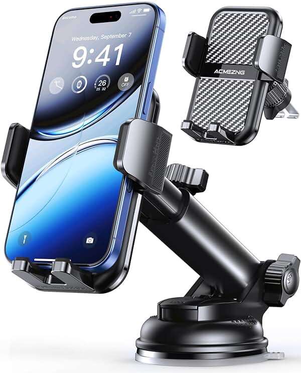 3-in-1 Car Phone Holder [122+LBS Strongest Suction & Stable Clamp Arm] 360° Adjustable Car Phone Mount, Cell Phone Holders for Your Car for Dashboard Vent, All Smartphones & Car Models - Image 8