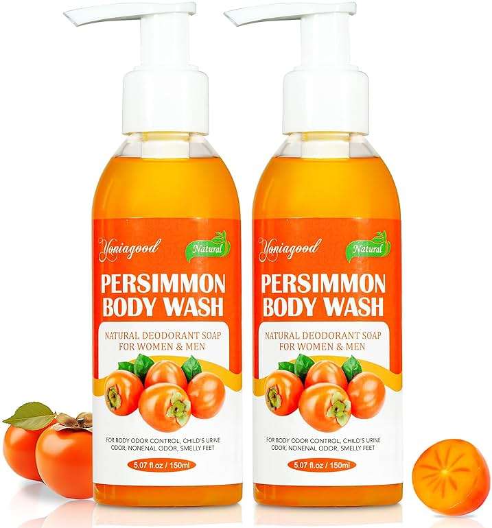 yoniagood 2 PCS Persimmon Body Wash for Strong Odor Control, Natural Persimmon Soap Bar Old People Smell Remover, Smelly Feet Deodorant Body Odor Eliminator, Body Wash Gel for Women & Men - Image 1